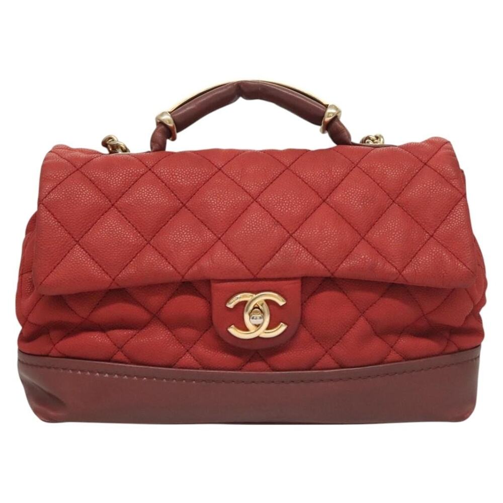 Chanel Matelasse Chain Shoulder Bag Caviar Skin Red